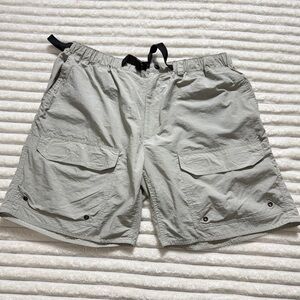 REI vintage Men's Cargo Shorts Gray Elastic Waist Drawstring Outdoor Flat sz XL